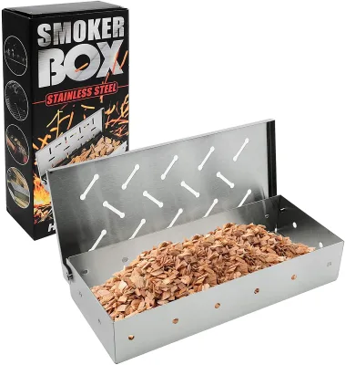 Grilling Accessories, 7576 Universal Stainless Steel Smoker Box for BBQ Grill Wood Chips