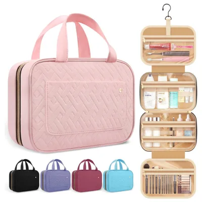High Quality Fashion Waterproof Large Storage Business Travel Hanging Cosmetic Bag Case Portable Zipper Drawstring Wholesale