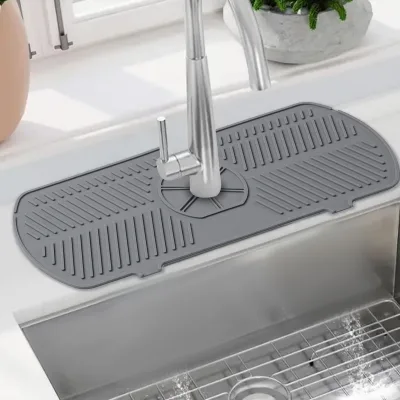 JYF Silicone Sink Faucet Mat Water Catcher Splash Guard for Countertop, Non-Slip Flexible 3 Sizes Available
