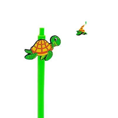 Customized Ocean Animal PVC Charms Pen Double Side Ball Point Pen Rubber Soft Pvc Pen Topper Student Plastic Press Pen