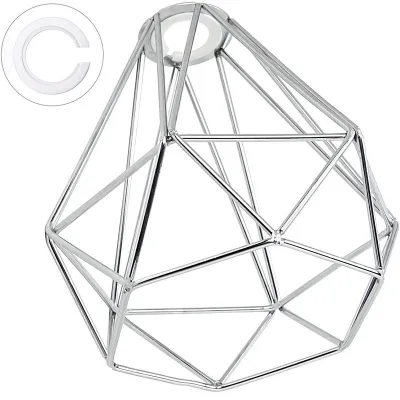 Modern Retro Double Wire Diamond Chandelier Geometric Metal Lampshade Cross-Border Design Hot-Selling Iron Wire Crafts