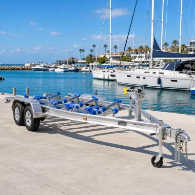 Customized 6m 7m Heavy Duty Aluminium Boat Trailer Hot Sale Rust-Resistant Alloy Roller Trailer for Fishing Boat