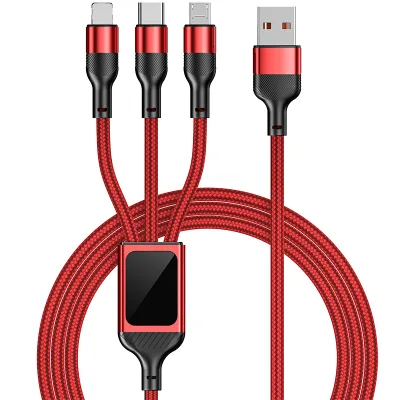 New 66W High Current Super Fast Charge One Drag Three Data Cable LOGO Luminous Charging Cable