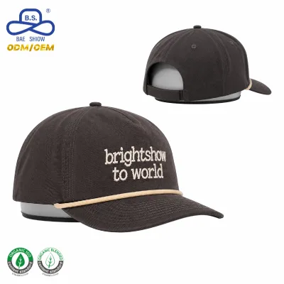 Wholesale 5-Panel 3D Embroidery Letter Pattern Adjustable Snap Back Baseball Cap with Canvas Brim Unisex