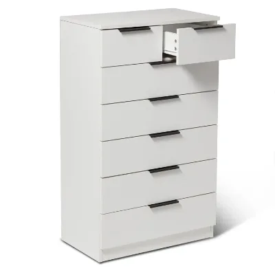 7 Drawer 100cm Tall MDF Ball Bearing Glides Silver Handle Flat Pack for Bedroom Lingerie Clothes Storage Chest of Drawers