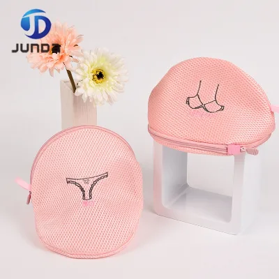 Custom Biodegradable Polyester Zipper Circle Mesh Net Clothes with Custom Logo for Bathroom Use and Tool Organization