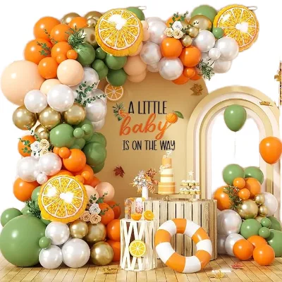 New Arrival Premium Sequined Orange Beige White Latex Balloon Arch Set Luminous Flashing Lights Birthday Baby Shower