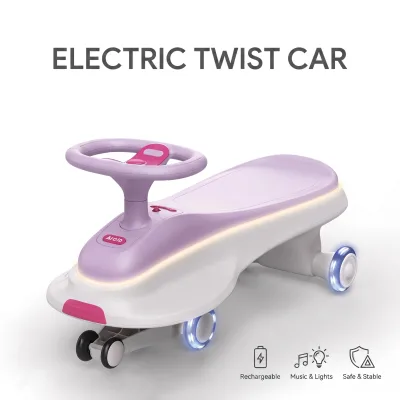 Arolo Electric Wiggle Car for Kids Dual Mode Rechargeable Swing Ride on Toy 360° Rotation LED Wheels Music Anti-Tip Swing Car