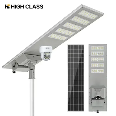 WERISE Integrated Solar Street Light IP65 Aluminum Super Bright Project Street Lamp with CCTV Camera
