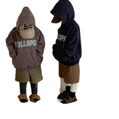 Children's Spring Autumn Winter Hoodie Blank Letter Pullover Neutral Solid Color Plush Coat T-shirt Baby Hoodie Sweatshirt