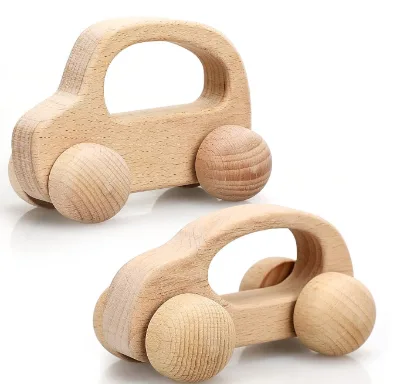 Educational Handmade Polished Wood Art Deco Sports Theme Sliding Car Model Frames Montessori Toys 1 Year Old Birthday Gift