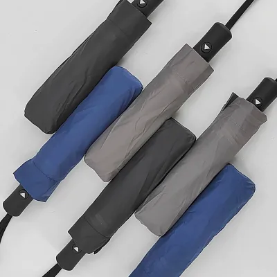 Wholesale Navy Blue Manual Open Reflective Strip Piping 3 Folding Umbrella Custom Logo Compact Travel OEM Business Gifts Classic