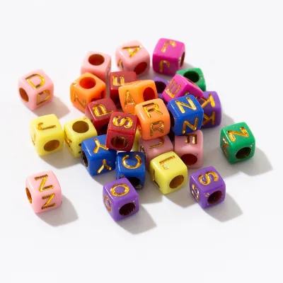 Wholesale Colorful Alphabet Letter Beads Square Letter Spacer Beads for Jewelry Making Bracelet Necklace Findings