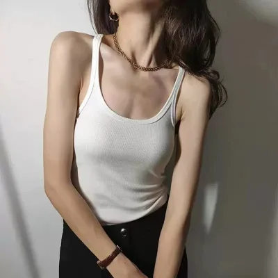 Custom Brand High Quality Women's Tank Tops Sleeveless Solid Top Summer Cotton Top