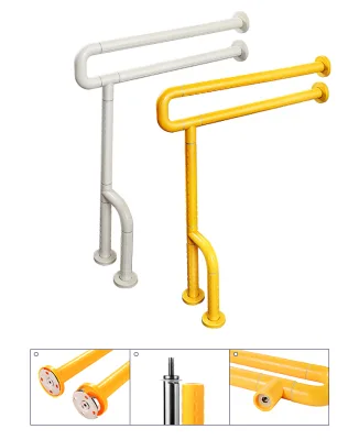 ZS 030A-1 L Shape Toilet Grab Bar, Anti-Slip Nylon Bathroom Safety Handrail for Elderly Disabled Hospital Washroom Support
