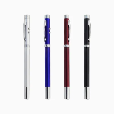 Portable 3 in 1 Slim Metal Pen with LED Light Red Laser Pointer Light  with Scalable Stick for Teacher Use