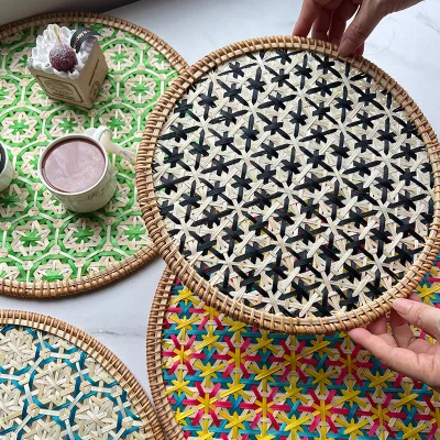 New Arrival Rattan Dining Placemat Table Mats and Coasters Cup Mat Tea Cup Mat Teapot Rattan Placemats
