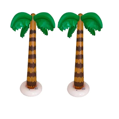 2 Pack Plastic Inflatable Palm Tree Beach Pool Toys Tropical Hawaiian Luau Party Summer Outdoor/Indoor Decorations (Pink Dolphin