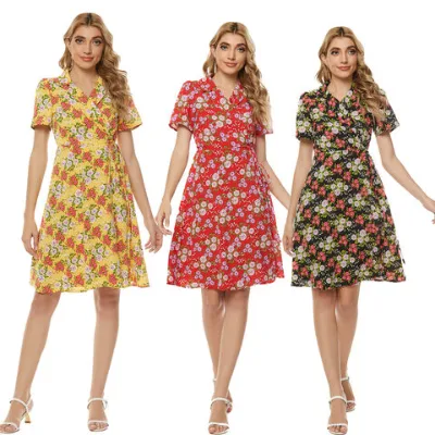 Customized casual short sleeve daily dresses for lady