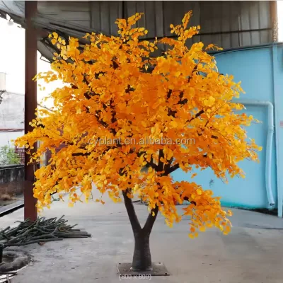 China Large Artificial Trees Ornamental Foliage Artificial Ginkgo Trees Cheap Plastic Tree