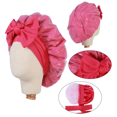 wholesale high quality mermaid design double layer satin kids bonnet with tie