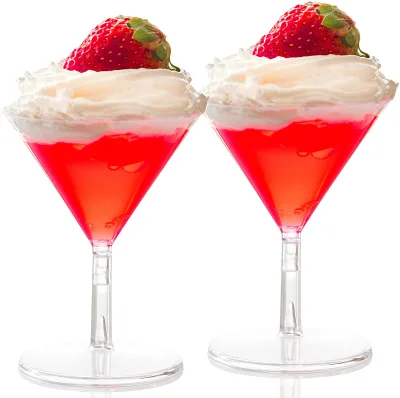 BST Disposable Mini Plastic Cup Dessert Parfait Cups 2 oz Wine Shooter Shot Glasses Clear Martini Glasses Cocktail for Party