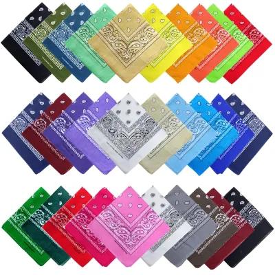 Wholesale 100% Polyester Unisex Paisley Bandanas 21*21inch Multi-Purpose Outdoor Double-Sided Printed Headband Cowboy Headscarfs