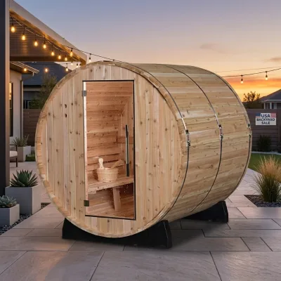 Modern Design 4 Person Outdoor Sauna Villa Heat Treated Solid Wood for Health Use