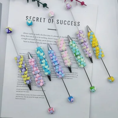 Full Love Rose Rhinestone Colorful Plastic Resin Rhinestone Acrylic Bead Beadable Ball Pen for DIY Jewelry Making