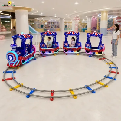 Electric Mini Railway Train Ride with Modular Circular Track & Multicolor LED Lights for Indoor Commercial Amusement Venues