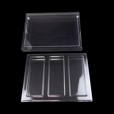 Custom Vacuum Forming Plastic Blister Container With Clear PET Foldable Packaging Box for Dessert Cookie Browine Cake Display