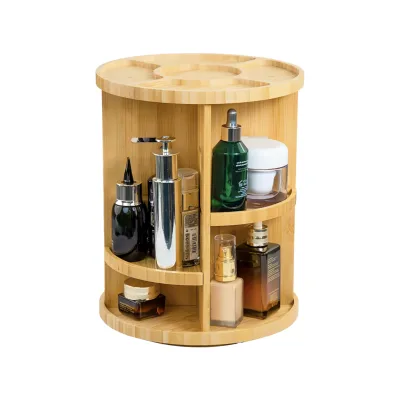 Wood Rotary Storage Rack for Household Organization and Bowl Storage