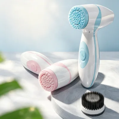 Professional Electric Silicone Facial Cleansing Brush IPX Waterproof Vibration Operation 2 Speed 3 Replacement Heads Makeup