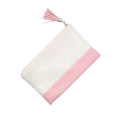 Custom Blank Heat Transfer DIY Craft Travel Wrist Strap Lanyard Zipper Canvas Sublimation Cosmetic Bag