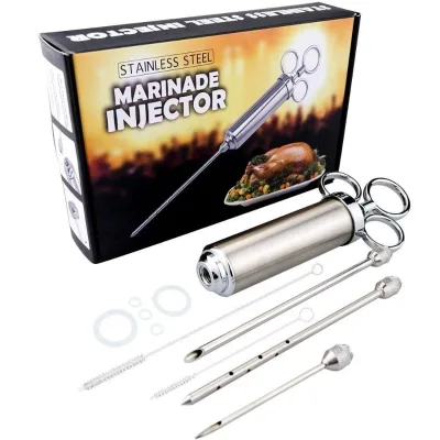 Heavy Duty 2OZ Marinade Meat Injector, 304 Stainless Steel BBQ Injector Syringe