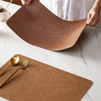 High Quality Faux Leather Placemats Heat Resistant Non-Slip Waterproof,Double-Sides,Kitchen Dining PU Table Place Mats for Party