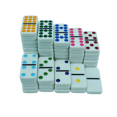 Professional Jeu De Double 9 Nine Domino Set with 55pcs White Dominoes 8mm Thickness Colorful Paint Dot for Funny Table Game