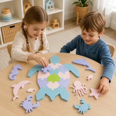 Custom EVA Foam Sea Turtle Puzzle Toy Ocean Animal Learning Set with Shadow Projection Play for Kids