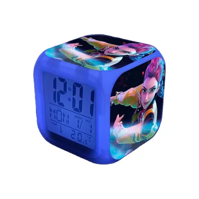 Linda new KPop Demon Hunters Clock Children Alarm Clock Colorful Digital Clock Headboard Night Electronic Light- Emitting Clock