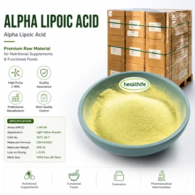 Healthife Wholesale USA Warehouse Health Food Grade Lipoic Acid Powder 99% Alpha Lipoic Acid