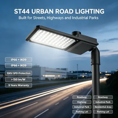 CHZ ST44 CLASS II 100-277V Smart LED Street Light 240W LUMILE 5050 0-10V DALI2 150lm/W IP66 IK09 City