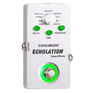 Guitar Pedal GUITAR Silver Metal Automatic Electric Guitar Pedal Digital Delay