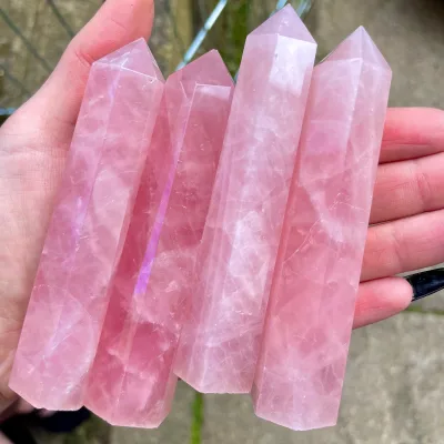 Wholesale Polished Rose Quartz Point Natural Crystal Healing Stone Quartz Towers for Decoration Crafts