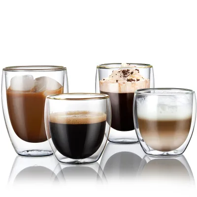 Factory supply glass cups manufacturers Insulated Borosilicate Coffee double wall glass