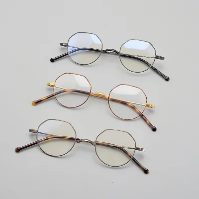 New Design Pure Titanium Glasses With Irregular Oval Eyewear Literary Retro Myopia Optical Frame