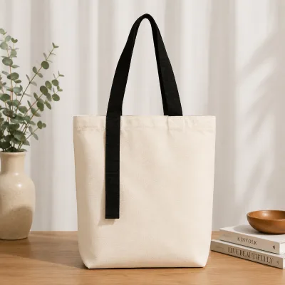 OEM Reusable Natural Cotton Gift Bag Cotton Carry Bag with Long Handles