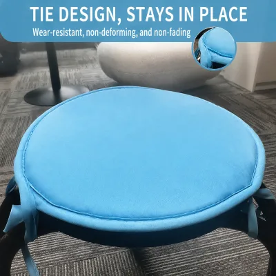 Thick Round Sponge Seat Cushion With Straps Simple Fabric Dining & Round Stool Cushion