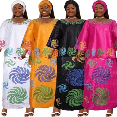 Wholesale Price Two Color Stitching Loose Satin Dress Plus Size Women's Dresses