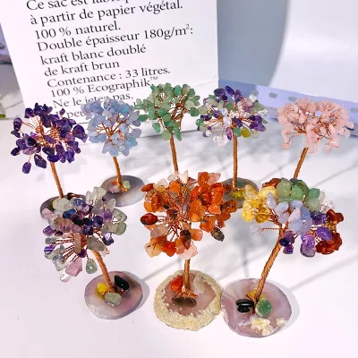 Natural Gemstone Tree Agate Base Crystal Tree of Life Crystal Gravel Tree for Home Decoration