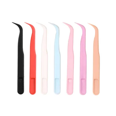 Wholesale Colorful Plastic Slanted Eyelash Tweezers Durable DIY Nail Art Tools Multi-function Makeup Macaron Handbook Low Price